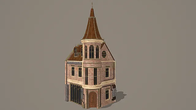 复古欧式红砖尖顶宅邸3D模型