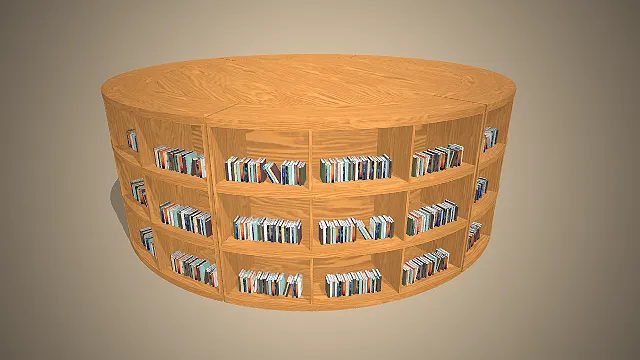 一个兼具实用与美观的圆形多层书架模型