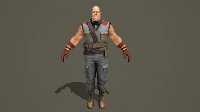 复古废土佣兵角色3D模型