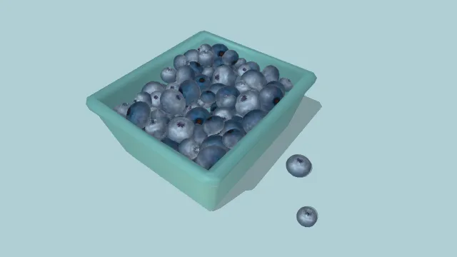 放在绿色盒子里的蓝莓水果食品