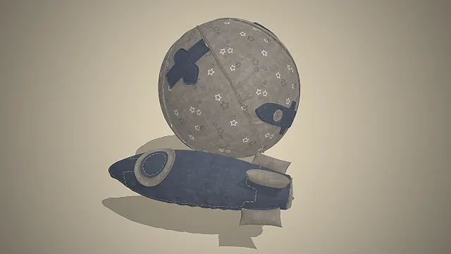 棉麻布艺抱枕  星球飞艇  星星印花图案  儿童益智玩具