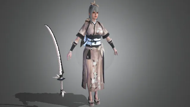 游戏模型 人物模型 和服少女 游戏皮肤