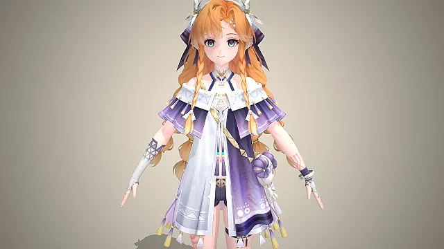 橙发双麻花辫  精灵少女  短款外袍  彩色串珠挂饰