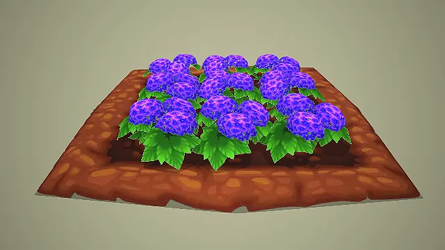 卡通方形菜地紫浆果成熟株 3D 模型 游戏农场种植道具资产