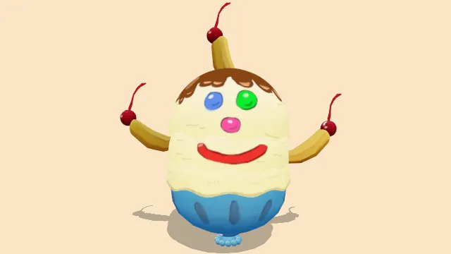 卡通可爱风格化冰淇淋甜点樱桃水果食物