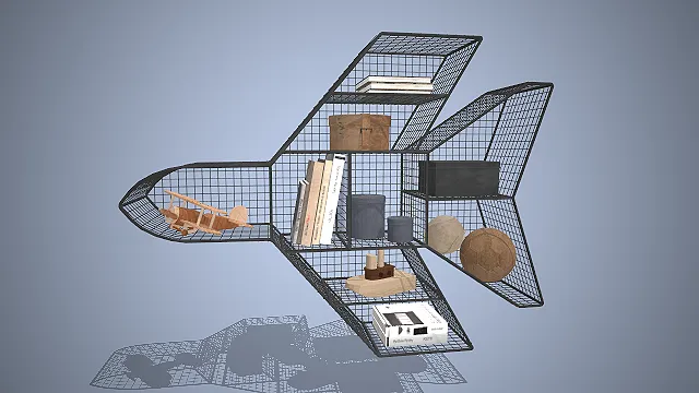 一款工业风飞机造型铁艺置物架