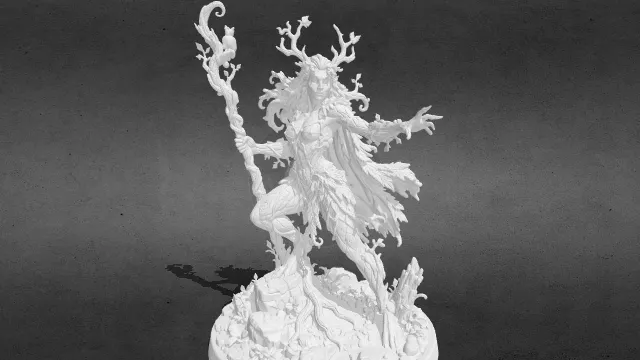 持魔杖的森林女神stl.stl