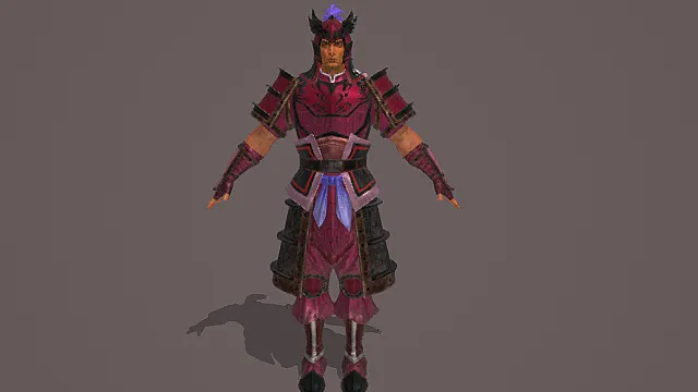 国风武将风格男性角色模型