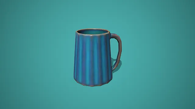 复古竖纹蓝绿釉陶瓷马克杯