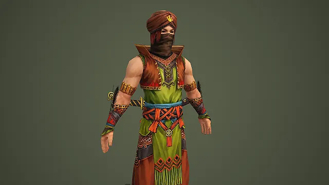 戴缠头巾的异域弯刀武士男性游戏角色模型