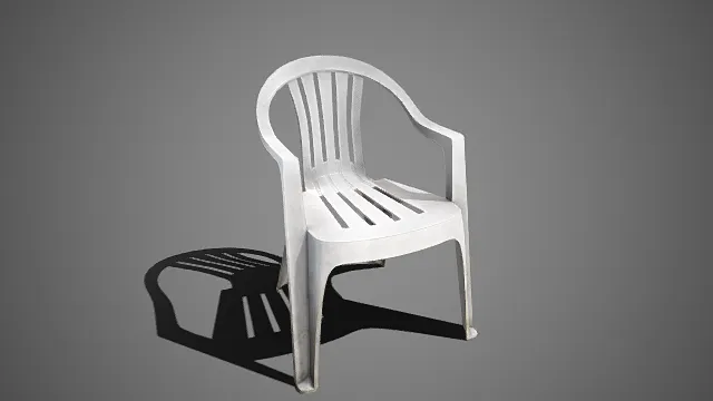 一体成型  塑料扶手椅  镂空条纹设计  弧形扶手  稳固性与轻便性  磨砂质感  简洁利落