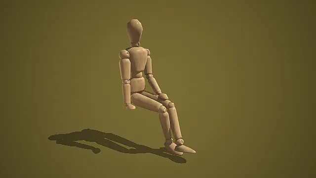 木质可动关节人偶坐姿装饰摆件