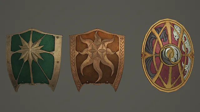 圣徽华丽盾牌套装游戏武器3D模型