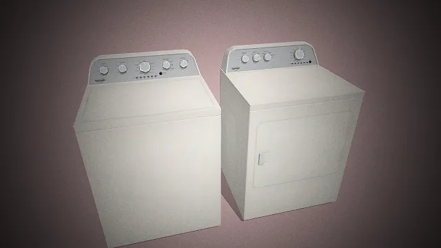 一套白色的洗衣机与烘干机3D模型