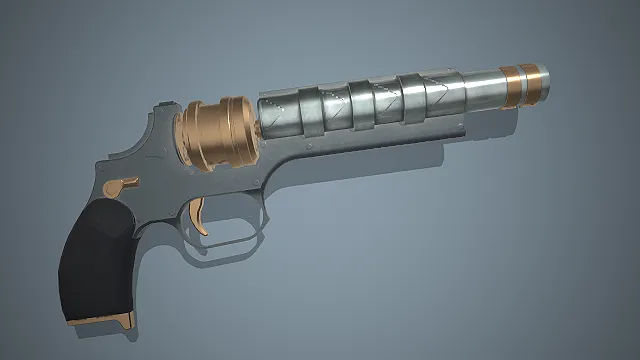 科幻左轮  蒸汽朋克  未来武器  机械结构