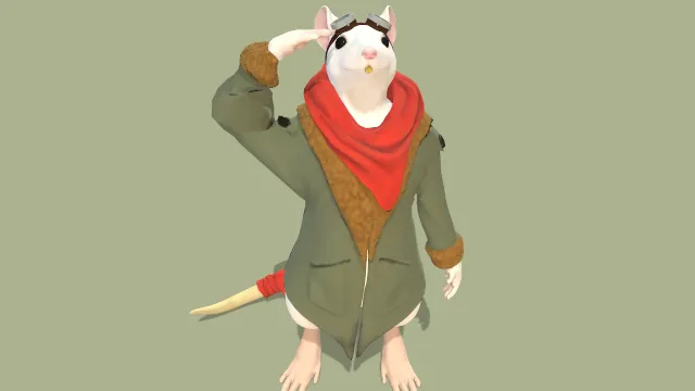 老鼠飞行员动物拟人穿衣服的角色