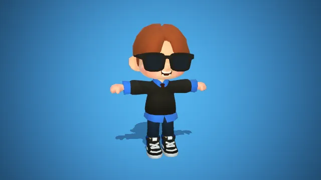 Q 版潮酷墨镜男生：萌系休闲风卡通小角色 3D 模型