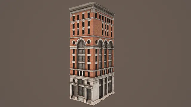 复古美式风红砖高层办公楼3D模型