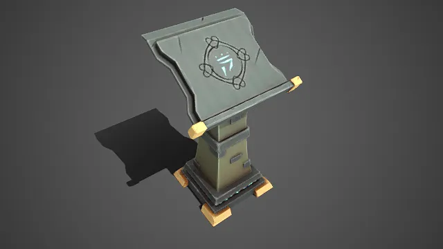 奇幻风格  石质立牌  神秘符文  结环纹样  魔法标识物  石质基座