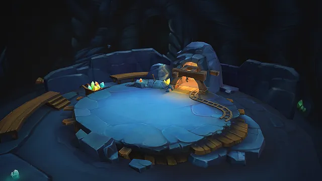 一个卡通风格的3D地下洞穴竞技场模型