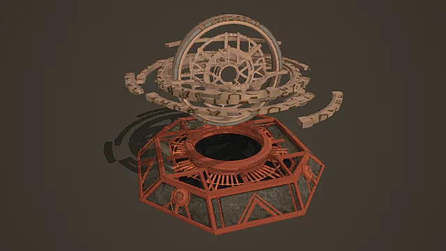 科幻传送风格多层环阵装置模型