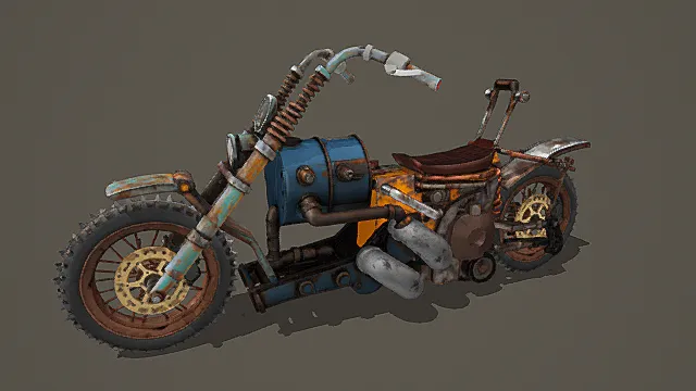 复古废土风改装摩托3D模型