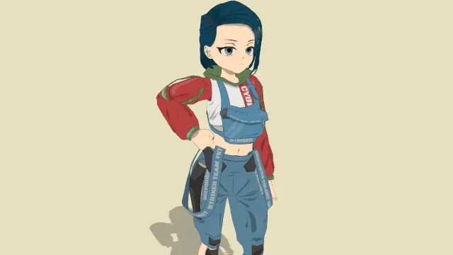 低多边形动漫女性角色赛博风格人物