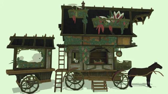 食肉动物花店马车大篷车