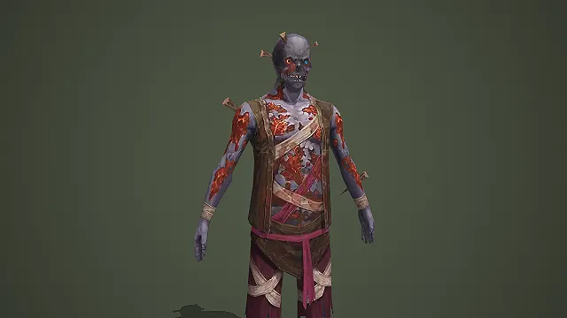 带木钉的腐烂僵尸游戏角色模型