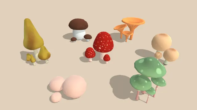 可爱卡通风格蘑菇菌类食物