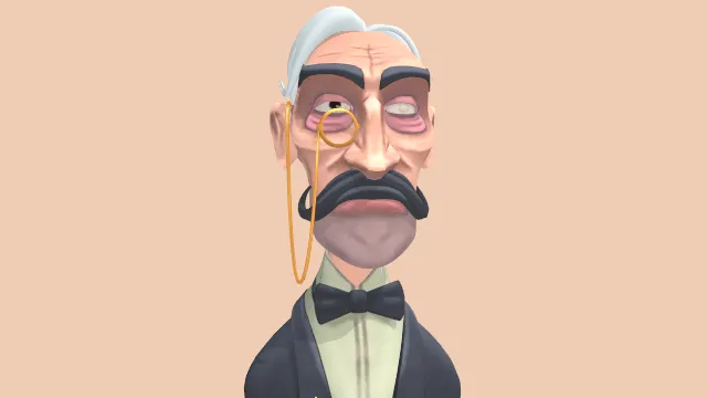 风格化角色手绘纹理老人管家人头像