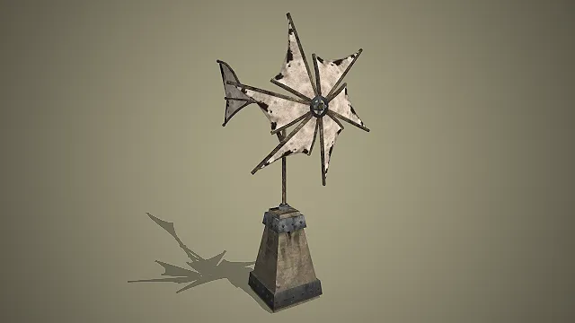 复古风向标装置  中世纪工艺  做旧金属  破布风叶