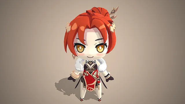 《崩坏 3》里无量塔姬子的Q版丸子头3D模型