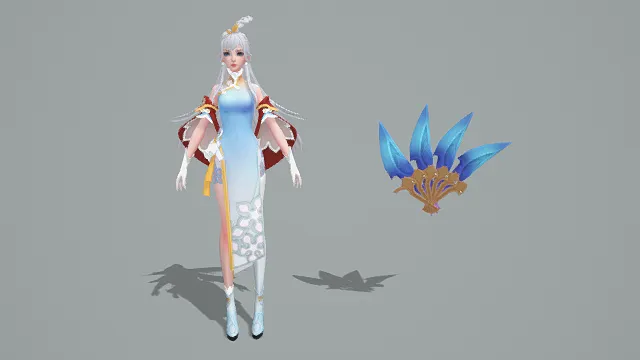 3D卡通风格神话女角色模型，创意设计（3D角色、卡通风格、神话风，角色设计主题）