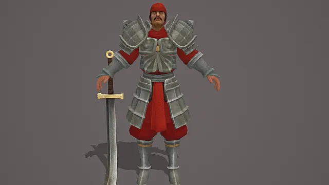 奇幻盔甲战士游戏风角色3D模型 