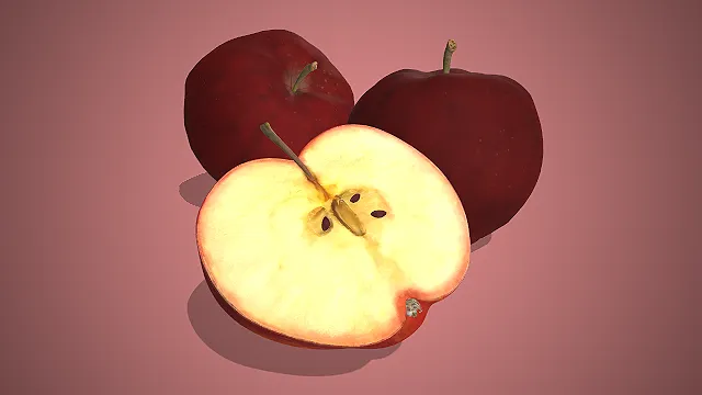 一个写实风格的新鲜3D水果苹果的模型