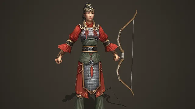 带 “天” 字标识的古风女弓手模型
