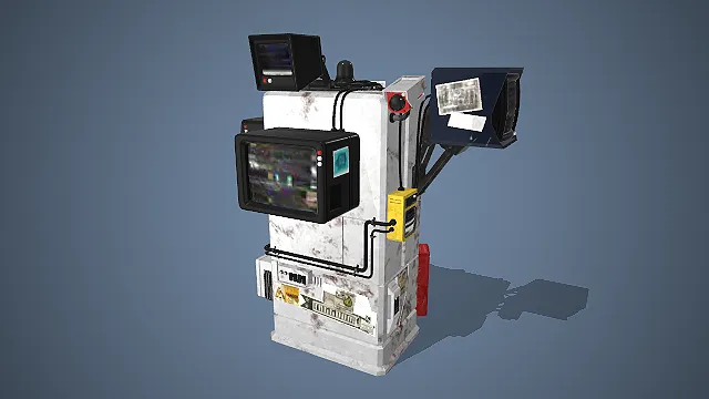 一个充满赛博朋克风格的3D破旧终端机模型