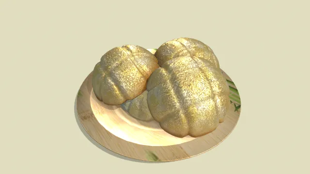 金色盘子装的面包甜点食物