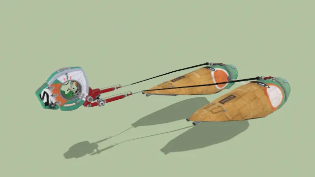 风格化异形飞船飞机驾驶舱翅膀运动动画