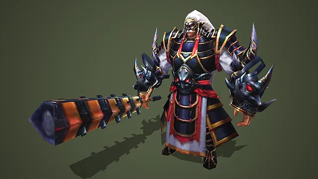 蓝金重甲鬼面守关大将角色模型