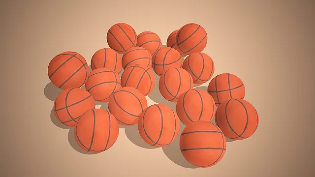 一组写实风格的，适用于篮球馆场景篮球堆3D模型