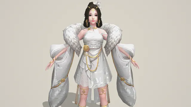   3D卡通风格仙侠唯美人物角色模型，创意设计（3D角色、卡通风格、仙侠唯美风，角色设计主题）