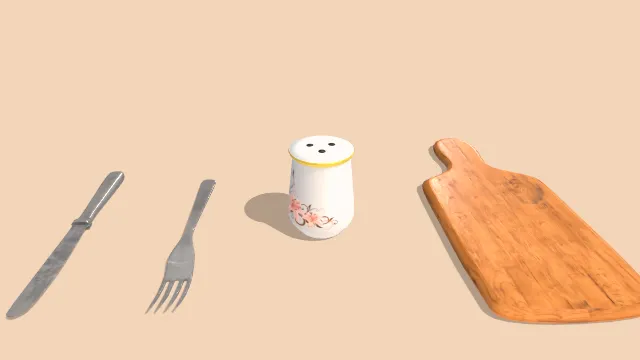 厨房场景刀叉调味罐砧板