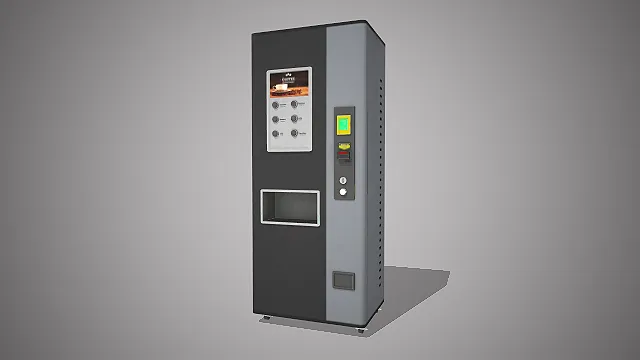 一款黑灰配色的，写实风格立式自动咖啡机3D模型