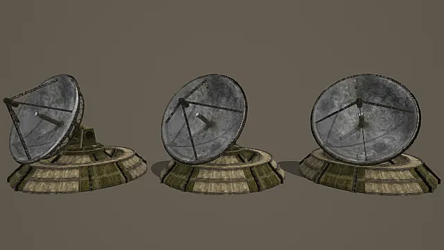 复古做旧卫星接收天线（多形态组合）