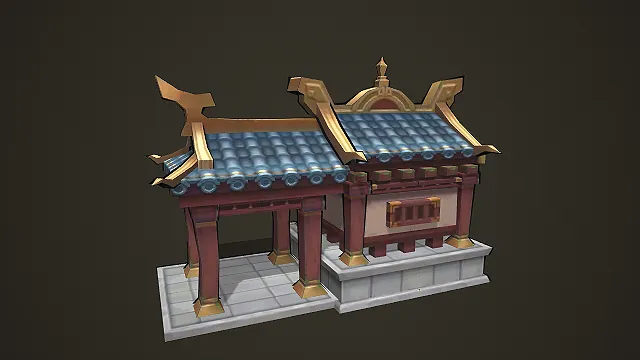 中式古风小型建筑与廊架组件套装