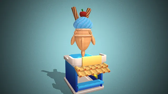 一个卡通风格的冰淇淋售卖亭3D模型