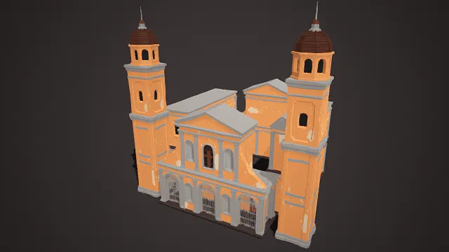 低多边形  教堂建筑  异域风格  欧式宗教  庄严感  公共建筑  拱门  