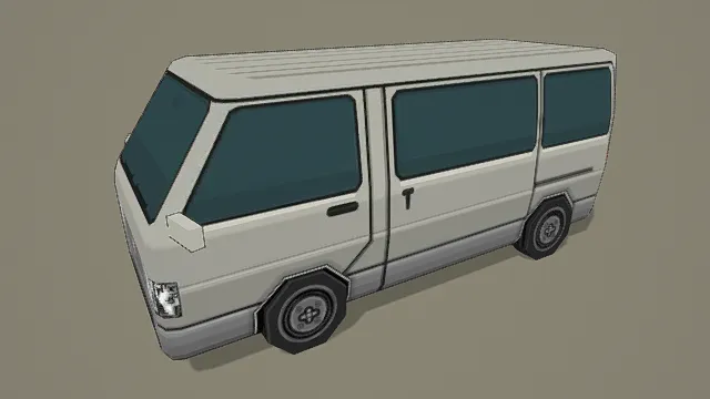 3D卡通风格复古面包车模型，创意设计（3D车辆、卡通风格、复古风，汽车设计主题）